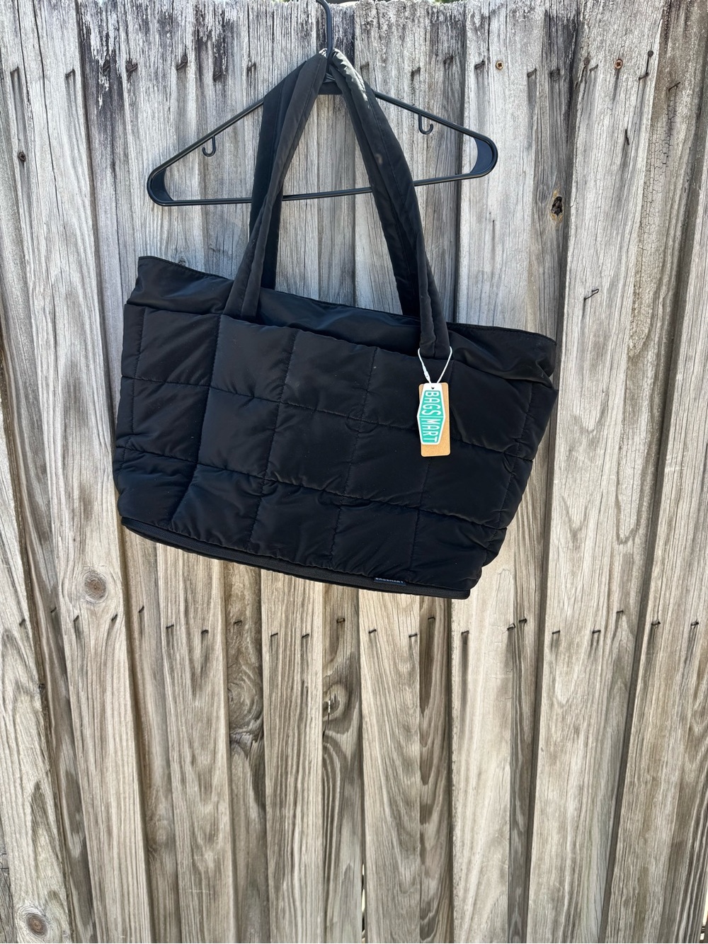 Black Quilted Tote Bag - bags mart